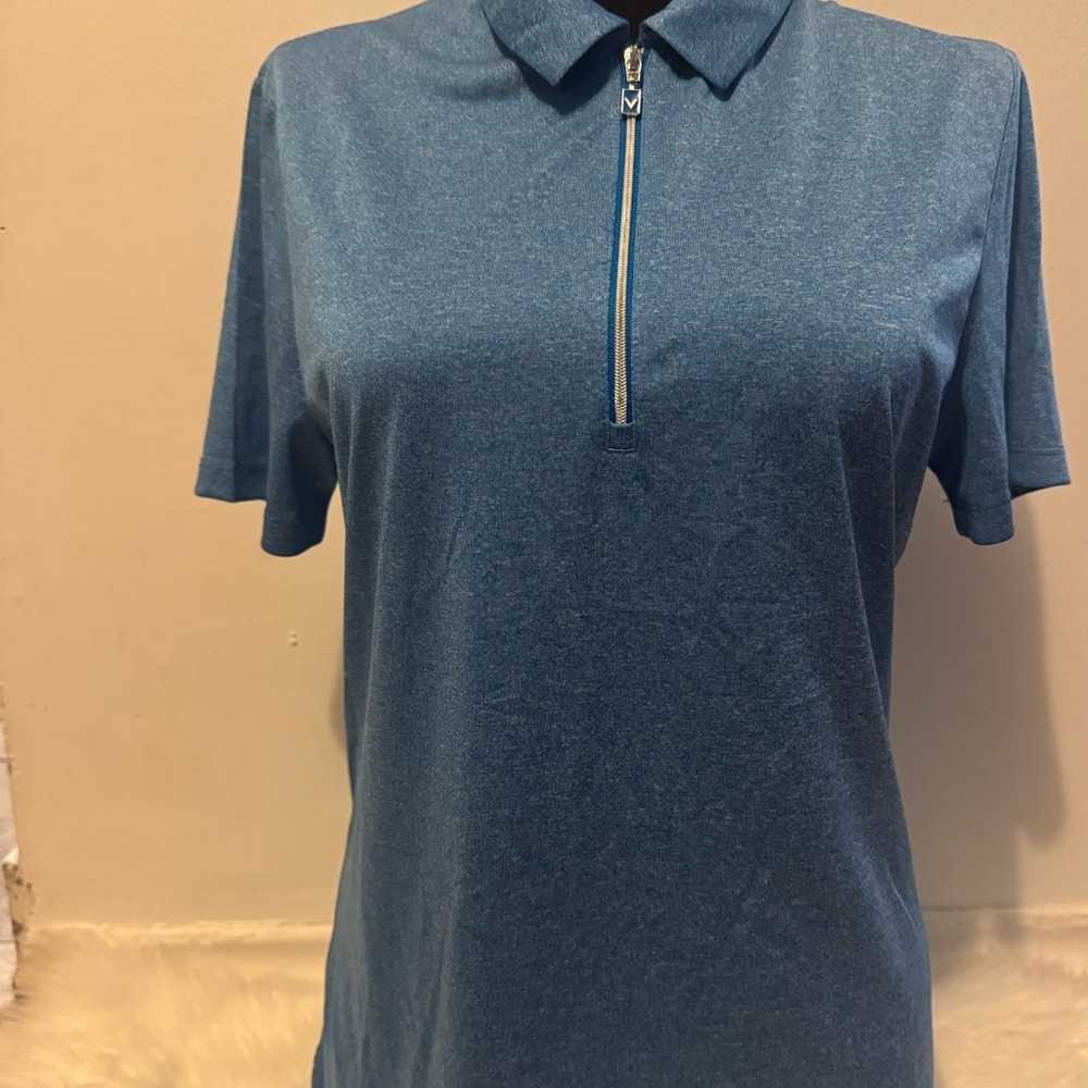 Blue Zip-Up Polo Shirt